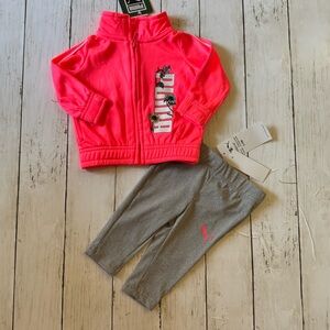 Puma Baby Girl 3-6M Pink Track Jacket Gray Leggings Set NWT